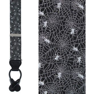 Trafalgar Store Venom Spider Web Motif Novelty Silk Button End Suspenders in Black at Nordstrom