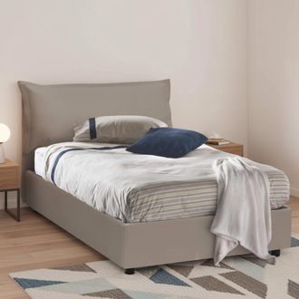 Dmora Dmora - Cama De Plaza Y Media Dlemin, Cama Contenedor Con Tapizado En Ecopiel, 100% Made In Italy, Apertura Frontal, Adecuado Para Colch&oacute;n 120x200 Cm,