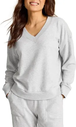 Tommy Bahama Marina del Mar Cotton V-Neck Sweatshirt in Summer Grey Heather at Nordstrom, Size X-Small