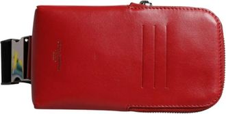 Dolce & Gabbana Rode Kalfsleren Logotaille Tas met Rits - Heren - Heuptassen - Rood - ONE Size - Leer - Tassen