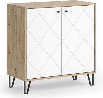 Vicco Aparador Nizza, Artesano/blanco, 80.2 X 82.6 Cm Con 2 Puertas, Vicco