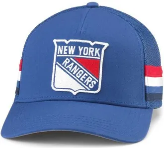 American Needle Mens American Needle Blue New York Rangers HotFoot Stripes Trucker Adjustable Hat at Nordstrom