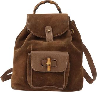 Gucci Gucci Bamboo Backpack Daim Brown Suede Backpack Bag (Pre-Owned)