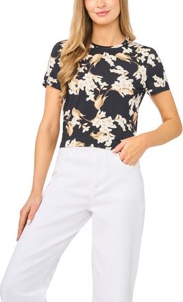 Ted Baker Spencer Floral Short Sleeve Top in Rich Black at Nordstrom, Size X-Small
