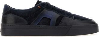 Santoni Navy Blue Lace Up Sneakers