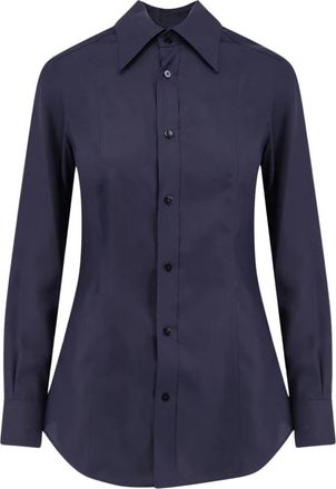 Gucci Camisa de Popel&iacute;n de Seda - Blouses & Shirts - Mujer - Azul - S