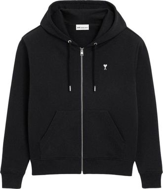 Ami Small Heart Logo Zip Up Hoodie Black HSW765-730-045