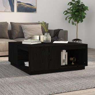 vidaXL Mesa De Centro Madera Maciza De Pino Negro 100x101x40,5 Cm Vidaxl