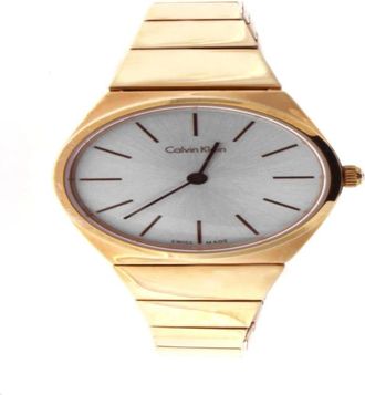 Calvin Klein Quartz Horloge met Zilveren Wijzerplaat en Ros&eacute;gouden Band - Dames - Horloges - Geel - ONE Size - Accessoires