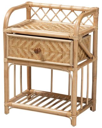 Baxton Studio Kobie Modern Bohemian Rattan 1-Drawer Nightstand