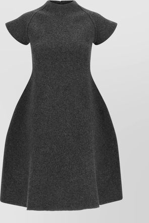 Jil Sander virgin wool mock neck short sleeve a-line knee-length dress