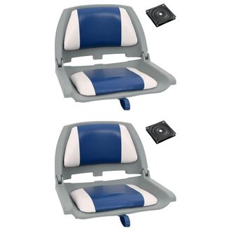 vidaXL Set Asientos Plegables Para Barco 4 Uds Con Coj&iacute;n Blanco Y Azul Vidaxl
