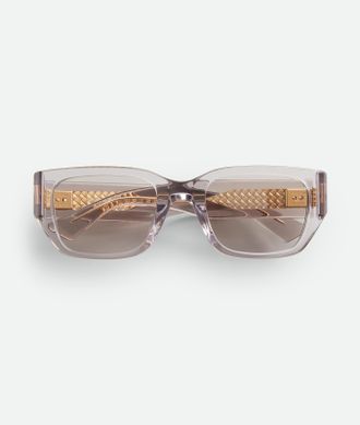 Bottega Veneta Intrecciato Square Sunglasses - Grey & Silver - Unisex - 100% Recycled Acetate
