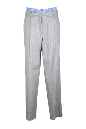 Marella Sport Linen Blend Pants - Grey