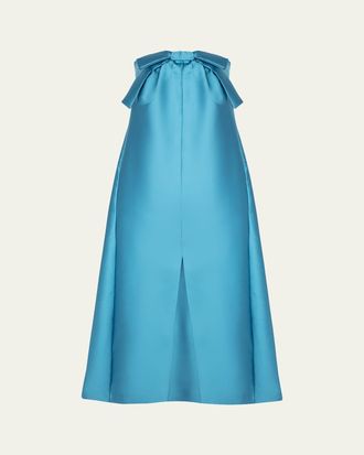Bernadette Jacques Strapless Bow Overlay Satin Gown