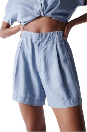 Salsa Lichte Denim Shorts met Hoge Taille - Dames - Denim shorts - Blauw - S - Denim - Korte Broeken
