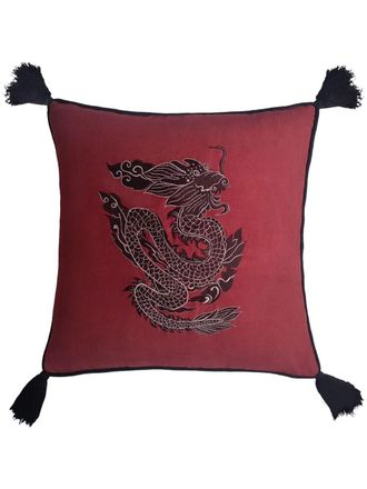 Les-Ottomans Dragon embroidered cushion (50cm x 50cm) - unisex - Cotton/Silk/Velvet - One Size