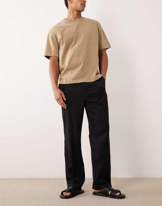 Cotton On Pantaloni sartoriali ampi neri a pieghe-Nero