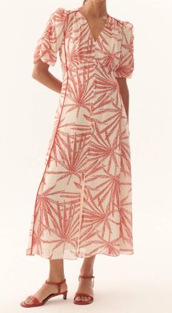 Exquise Adaline V-Neck Midi Dress In Pink