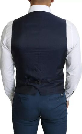 Dolce & Gabbana Navy Blue Men Formal Dress Waistcoat Mens Vest