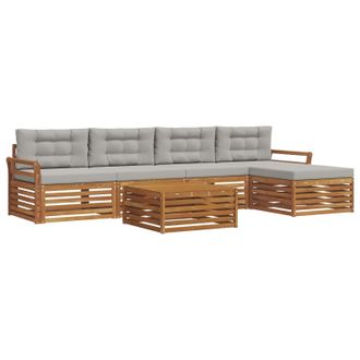 vidaXL Conjunto De Sof&aacute;s De Exterior 6 Pcs Gris Natural Y Claro Vidaxl