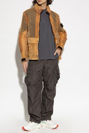 Stone Island Cargo Trousers With Logo Patch, Mens, Grey