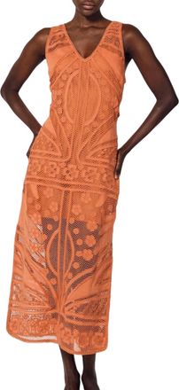 Cleobella Shelby Crochet Midi Dress In Apricot Brandy