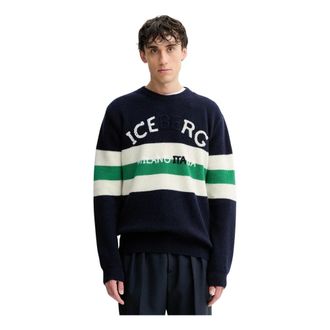 Iceberg Truien & Vesten, Heren, Blauw, M, Wol, Ronde hals gebreide kleding