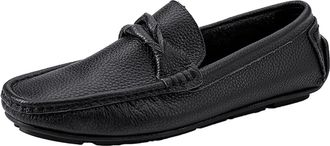 Generic Mens Loafers Shoe Round Toe Genuine Leather Stitching Details Litchi Grain Comfortable Lightweight Flexible Flat Heel Anti-Slip Prom Slip On(5.5 UK) B