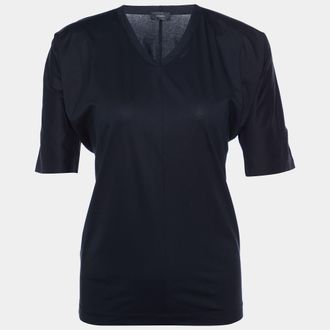 Joseph Black Cotton Knit V-Neck T-Shirt