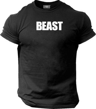 Generic Beast T Shirt Gym Clothing Bodybuilding Training Workout Exercise Boxing MMA Gymwear Top (UK, Alpha, 3XL, Regular, Regular, Military Green)