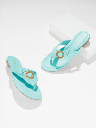 Talbots Gia Buckle Thong Sandals - Turquoise Blue - 10M Talbots