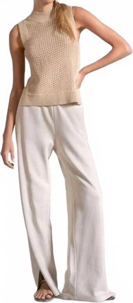 Elan Womens Sleeveless High Neck Knit Top In Beige