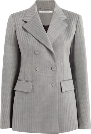 Another Tomorrow herringbone double-breasted blazer - women - RWS Merino Wool/Elastane - 40 - Grey