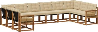 vidaXL Conjunto De Sof&aacute;s De Exterior 10 Uds. Natural Y Beige Vidaxl