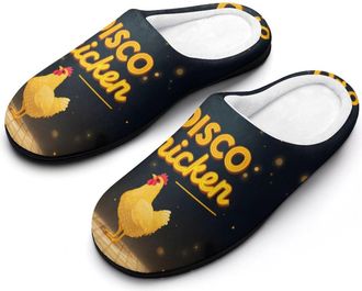 Generic Funny Disco Chicken Funny Mens Cotton Slippers Soft Non-Slip Rubber Sole House Slipper Indoor Outdoor