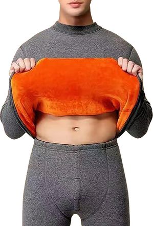 Generic Mens Fleece Crew Neck Sweatshirt Sherpa Lined Thermal Long Sleeve Top Casual Winter Warm Pullover Jumper Thickened Workwear, Z01-Dark Gray, L