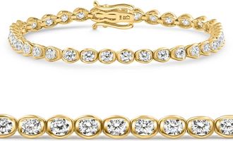 Pompeii3 5Ct Diamond Half Bezel Tennis Bracelet 14k White or Yellow Gold 7 Lab Grown