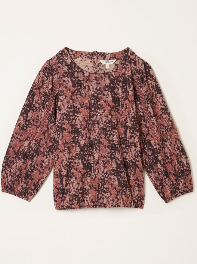 FatFace Cassie Purple Vintage Floral Broderie Top