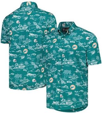 Reyn Spooner Mens Reyn Spooner Aqua Miami Dolphins Throwback Kekai Print Button-Up Shirt at Nordstrom, Size Xxx-Large