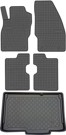 OEM Opel Corsa E Hatchback De 12/2014 A 05/2019 Set - Alfombrillas De Goma Para Coche + Alfombrilla Para Maletero