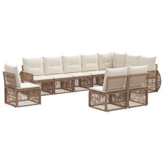 vidaXL Conjunto De Sof&aacute;s De Jard&iacute;n 10 Pcs Beige Y Blanco Crema Vidaxl