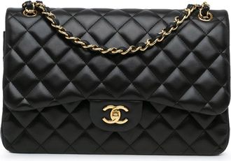 Chanel Hobo Bags - 2013-2014 Jumbo Classic Lambskin Double Flap - Gr. unisize - in Schwarz - für Damen