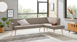 Exxpo Sofa Fashion Eckbank »Lungo, moderne Kedernaht, bequem und elegant, hoher Holzfuss« hochwertige Detailverarbeitung, frei im Raum stellbar