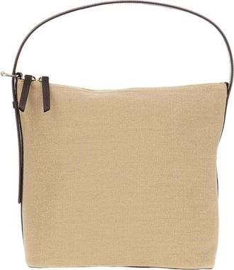 A.P.C. Linen Bag with Leather Accents and Adjustable Strap