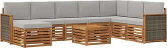 vidaXL Conjunto De Sof&aacute;s De Exterior 7 Uds. Natural Y Gris Claro Vidaxl
