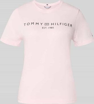Tommy Hilfiger Regular Fit T-Shirt aus reiner Baumwolle in Rosa, Gr&ouml;&szlig;e XL