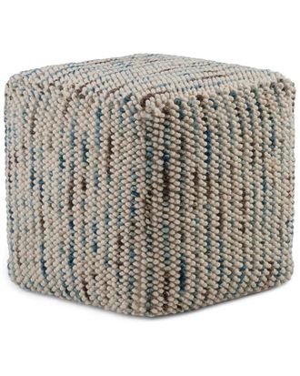 Simpli Home Zoey Boho Cube Woven Pouf