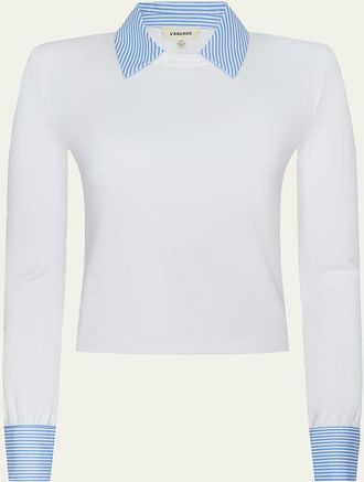 L'agence April Poplin Collar Pullover Top