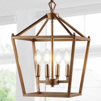 Jonathan Y Designs Pagoda 12 4-Bulb Lantern Metal LED Pendant
